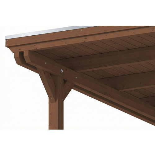 SKANHOLZ Carport Emsland aus Fichte mit EPDM-Dach und Regenrinne, Farbe: Nussbaum/Braun, B: 402 cm, T: 846 cm - Bild 4