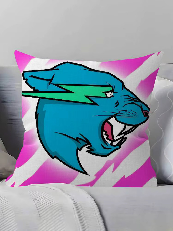 KAYOU Game Blogger Logo Kissenbezug mit Cartoon-Design, quadratisch, mehrfarbig, Kurzplüsch - Bild 6
