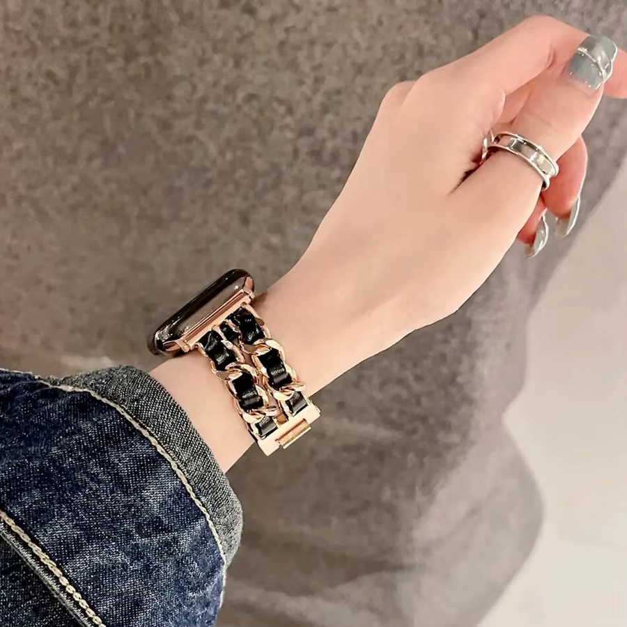 JBAILI Uhrenarmband Leder, Edelstahl, Roségold, Damen - Bild 4