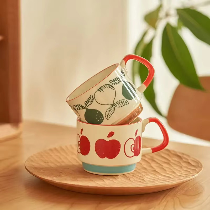 Laysda Keramik-Kaffeetassen-Set mit floralem Design, 300 ml, Mehrfarbig - Bild 2