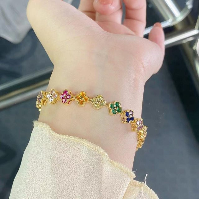 RAKOL Armband, Kleeblatt, Zirkonia, Kristall, Kupfer, Bunt, Damen - Bild 1