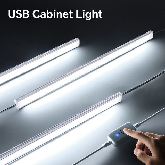 Lcamaw 3er Set LED Bar Lampen zur Serienverbindung, USB-betrieben, dimmbar per Touch-Schalter, Unterbauleuchten für Küche und Schrank, Farbe: Weiss - Bild 1