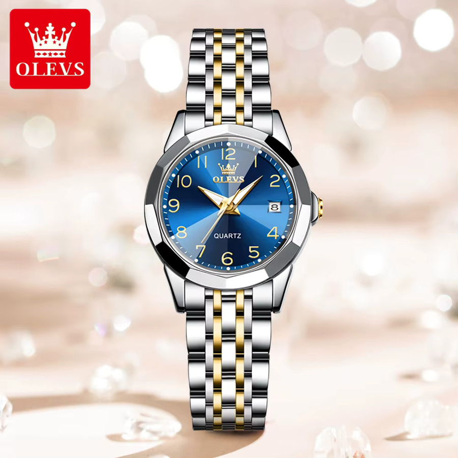 OLEVS Armbanduhr, Quarz, Edelstahl, Blau, Damen - Bild 2