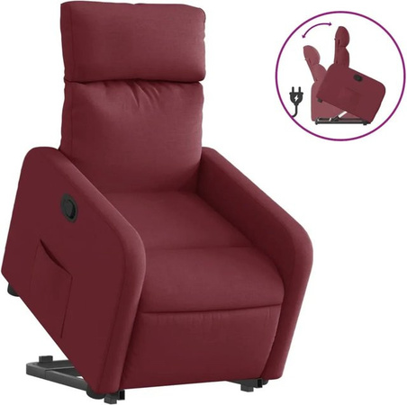vidaXL Relaxsessel mit Aufstehhilfe in Weinrot aus Stoff mit Armlehnen für Senioren B/T/H: 76,0 x 89,5 x 95,5 cm