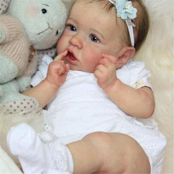 Weiche Vinyl Silikon Wiedergeburt Baby Puppe Mädchen, Weiß - Bild 1