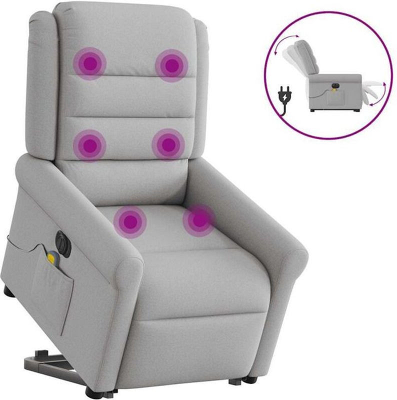 Vidaxl Massagesessel mit elektrischer Aufstehhilfe in Wolkengrau aus Stoff - Bild 1