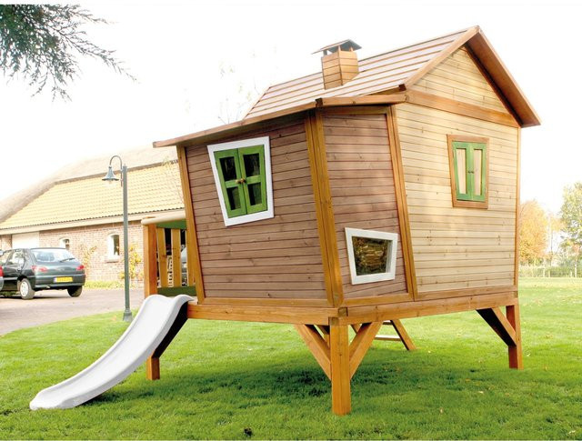 Axi Spielhaus Emma Holz mit Rutsche Braun Grün Weiß ab 2 Jahren - Bild 1