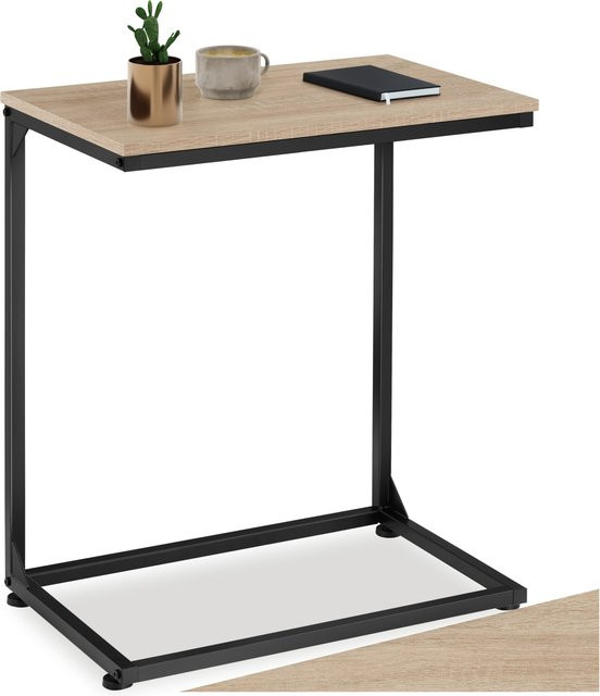 tectake Beistelltisch Cardiff im Industrial Style aus Holz und Stahl, Eiche Sonoma, B/T/H: 55,5 x 35 x 67 cm - Bild 1