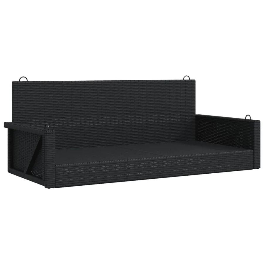 vidaXL Hängebank aus Poly-Rattan in Schwarz mit pulverbeschichtetem Stahlgestell, B/T/H: 119 x 56 x 48 cm - Bild 2