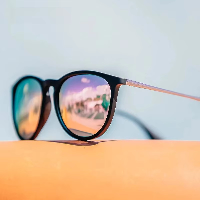 FUQIAN Sonnenbrille, rund, Vollrand, polarisiert, Unisex, schwarz, rosa - Bild 2