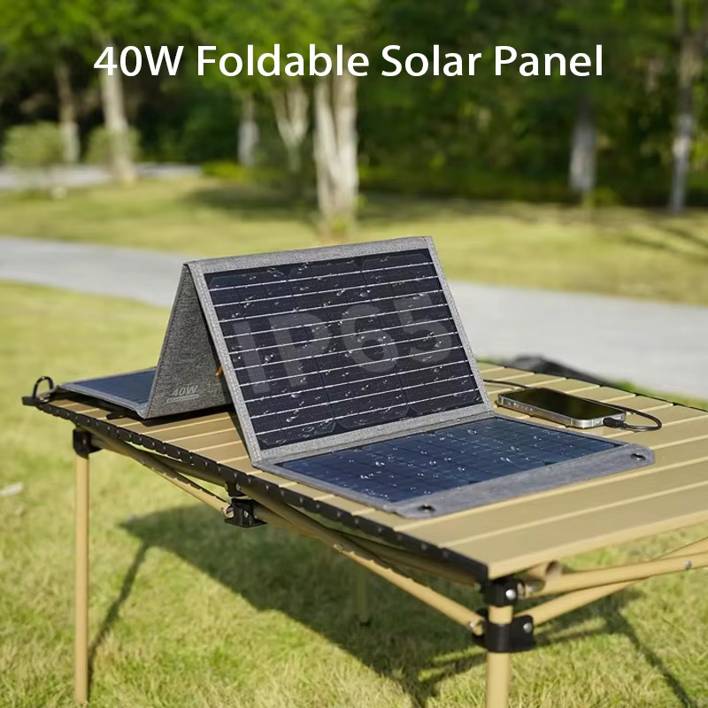 MHPOWOS 40 W faltbares Solarpanel mit 5 V USB als tragbares Ladegerät für dein Handy, wasserdichtes Outdoor-Ladegerät für Camping - Bild 3