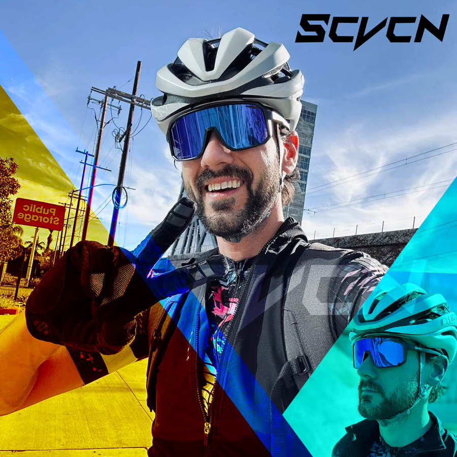 SCVCN Sportsonnenbrille, Unisex, Vollrand, Schwarz, Kunststoff - Bild 2