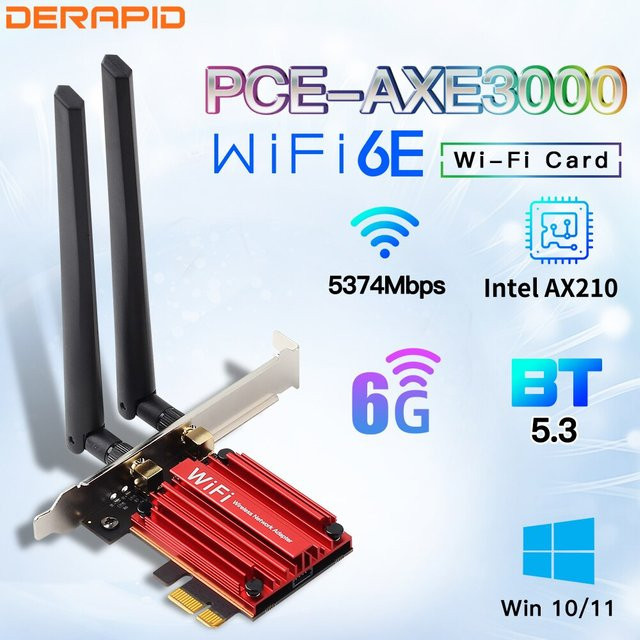 Intel AX210 WiFi 6E PCIe WLAN Karte mit Bluetooth 5.3 Tri-Band 2,4 GHz/5 GHz/6 GHz Drahtloser Netzwerkadapter für deinen PC - Bild 1