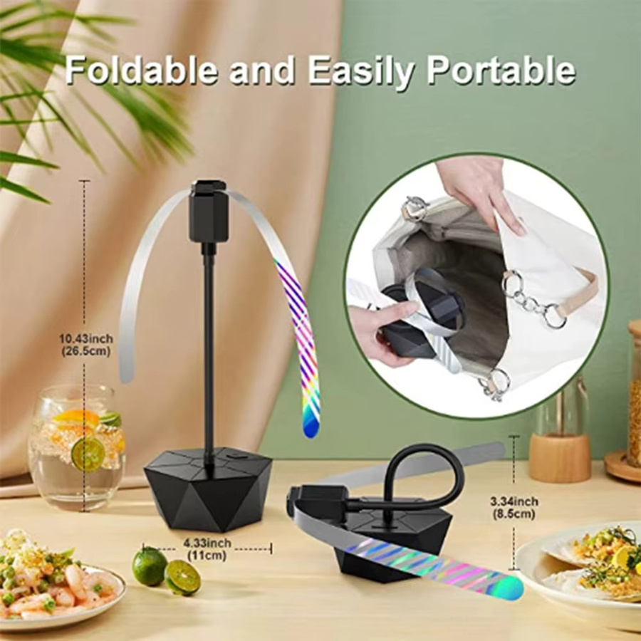ARTOFUL Einziehbarer Fliegenabweisender Ventilator in Schwarz, USB wiederaufladbar und batteriebetrieben, B/T/H: 26,5 x 11,0 x 11,0 cm - Bild 6