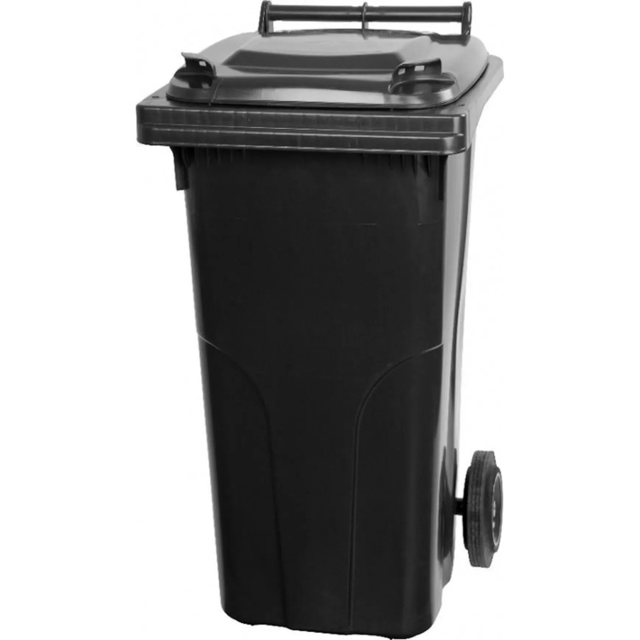 PROREGAL Mülltonne aus HDPE-Kunststoff, 120 Liter, Grau/Schwarz - Bild 2
