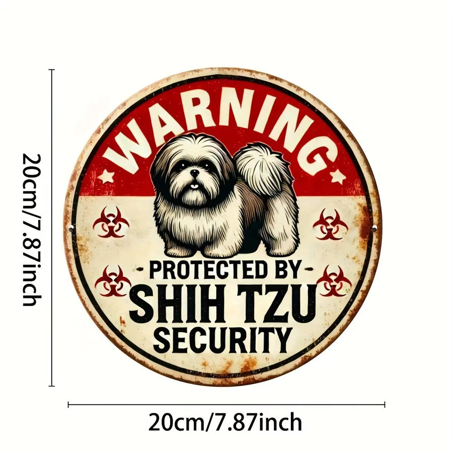 Potdemiel Vintage Shih Tzu Sicherheitswarnschild aus Metall in Mehrfarbig, Durchmesser: 20 cm - Bild 2
