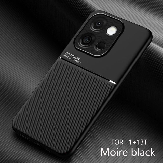 Strukturierte magnetische Vier-Ecken-Vollabdeckung stoßfeste Handyhülle für OnePlus 13T in Schwarz - Bild 1