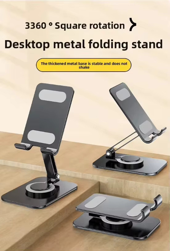 360 Grad drehbarer faltbarer Tablet und Smartphone Ständer aus Aluminium in Blau für iPad Pro, iPhone und Xiaomi - Bild 2