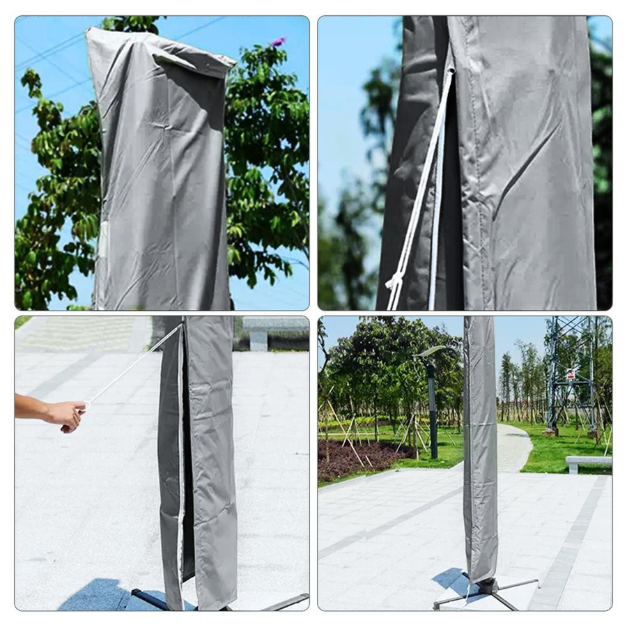 Binchi Lighting Appliances Terrassenschirm-Abdeckung aus Polyester in Grau, wasserdicht und UV-beständig für Offset-Schirme, Durchmesser: 265 cm - Bild 5