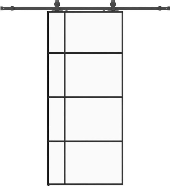 vidaXL Schiebetür aus ESG-Glas in Schwarz mit Beschlag, B: 90 cm, H: 205 cm - Bild 1