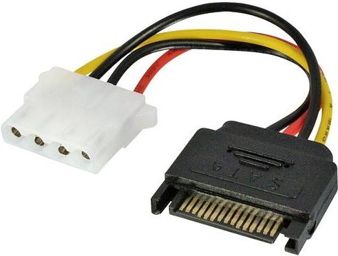 LINDY Strom Adapterkabel mit 4-poliger IDE-Strom-Buchse auf 15-poligen SATA-Strom-Stecker, Mehrfarbig, Länge: 0,12 m - Bild 1