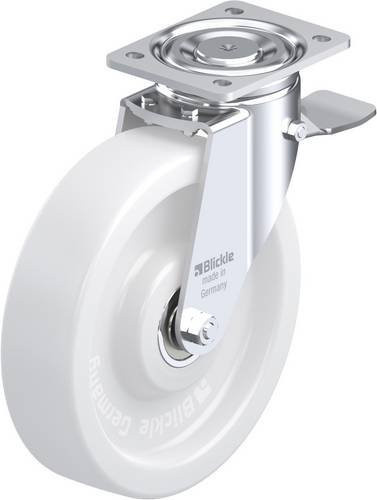 Blickle Lenkrolle LH-SPO 250K-ST mit Feststeller, Rad-Durchmesser: 25 cm, Tragfähigkeit: 900 kg, verzinkt und weiß - Bild 1