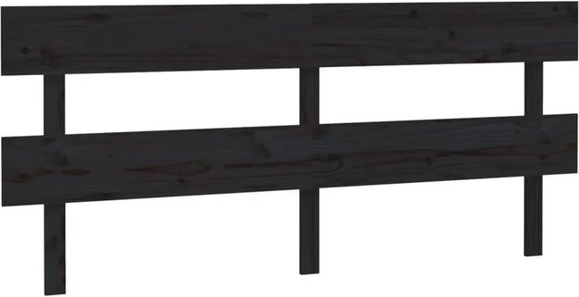 vidaXL Kopfteil aus Massivholz Kiefer in Schwarz, B: 204 cm, H: 81 cm, T: 3 cm - Bild 1