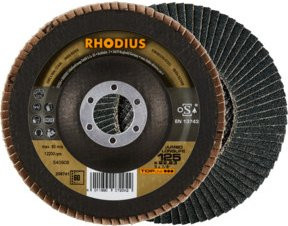 RHODIUS TOPline JUMBO LONGLIFE EXTENDED Fächerschleifscheibe K60, Durchmesser: 125 mm, Bohrung: 22,23 mm, Farbe: Braun - Bild 1