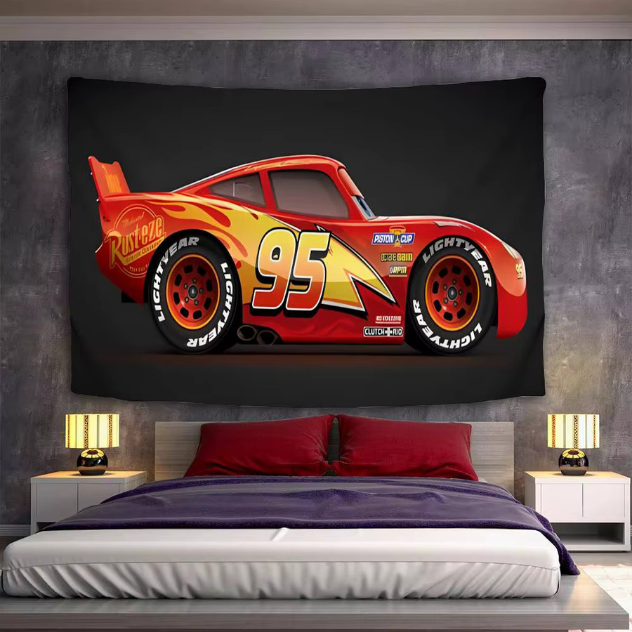 Beast Kingdom Cars Wandteppich mit Lightning McQueen und Tow Mater als Wandbehang für Kinderzimmer und Wohnzimmer - Bild 2