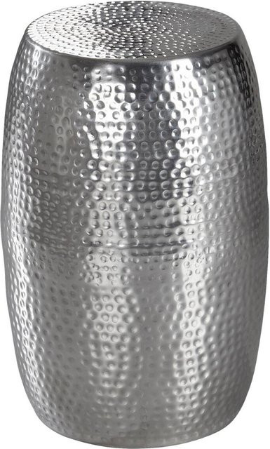 Wohnling Beistelltisch aus Aluminium in Silber mit Hammerschlag-Design und orientalischem Stil, B/H/T: 30 x 49,5 x 30 cm - Bild 1