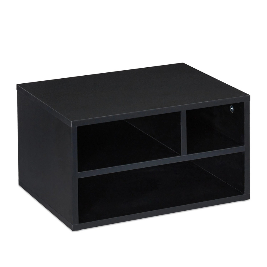Relaxdays Druckerständer aus MDF in Schwarz mit 3 Fächern, B/T/H: 40,0 x 22,5 x 30,0 cm - Bild 2