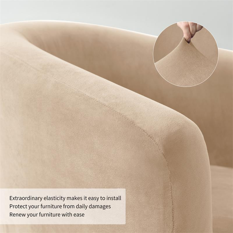Yiran Furniture Stretch-Samt-Abdeckung für Clubsessel, halbkreisförmig, Schonbezug für Sessel und Chaiselongue, Schwarz - Bild 2