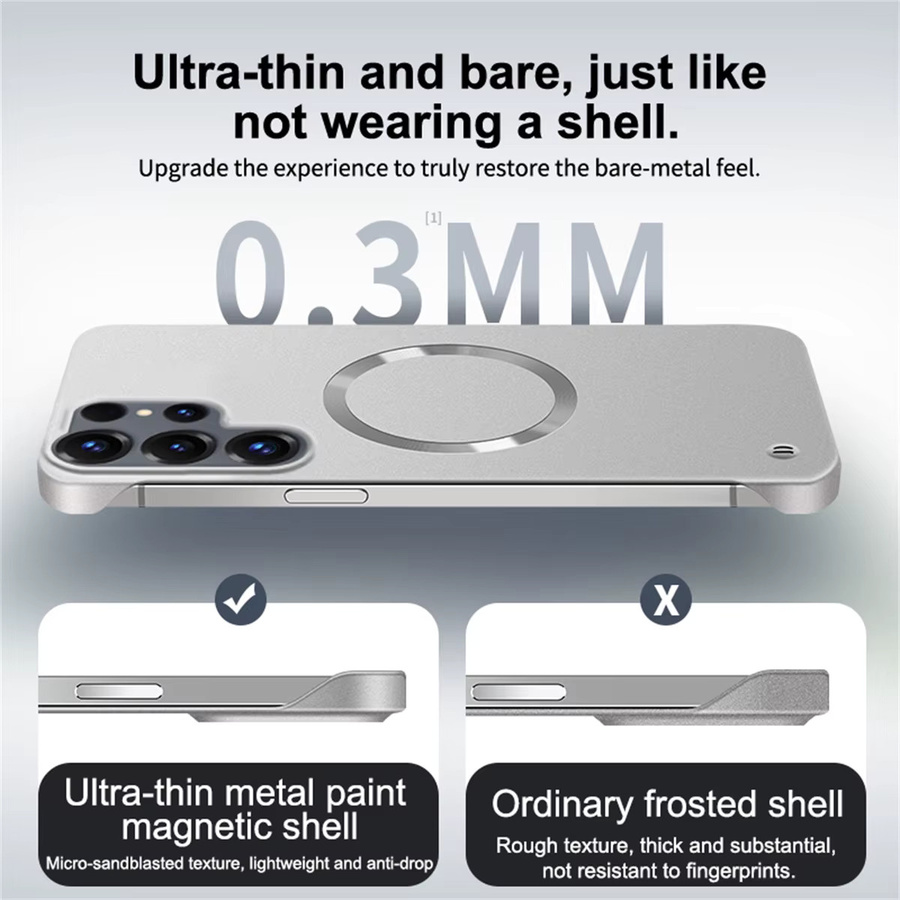 Ultradünne magnetische Handyhülle für Samsung S26 Ultra S25 Edge S24 FE S23 S22 S23 Plus A56 A55 mit MagSafe Kompatibilität und mattem PC-Rahmen in Blau - Bild 4
