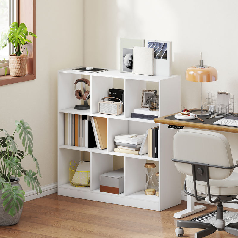 HOMCOM 3-stöckiges Bücherregal als Aufbewahrungs- und Displayregal für Home-Office und Wohnzimmer, Weiß, B/T/H: 97,5 x 30 x 100 cm - Bild 2