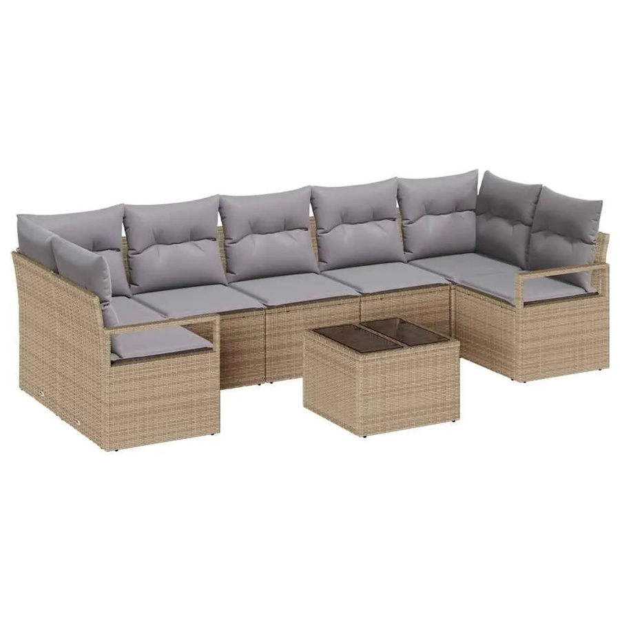 vidaXL Sofa Set aus Poly-Rattan in Beige und Grau mit 8-teiligem Set inklusive Kissen und Tisch - Bild 2