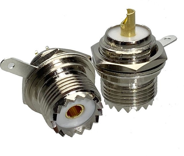 10er Set UHF SO239 Buchsen mit Lötplatte, weibliche Stecker, gerade, Farbe: Silber - Bild 1