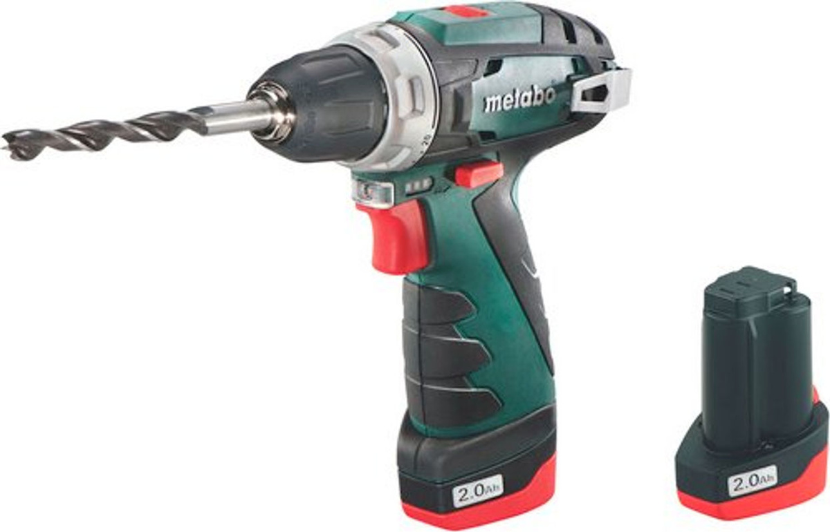 Metabo Akku-Bohrschrauber PowerMaxx BS Basic 12V mit 2 Akkus und Ladegerät in Grün, Schwarz, Grau und Rot - Bild 3