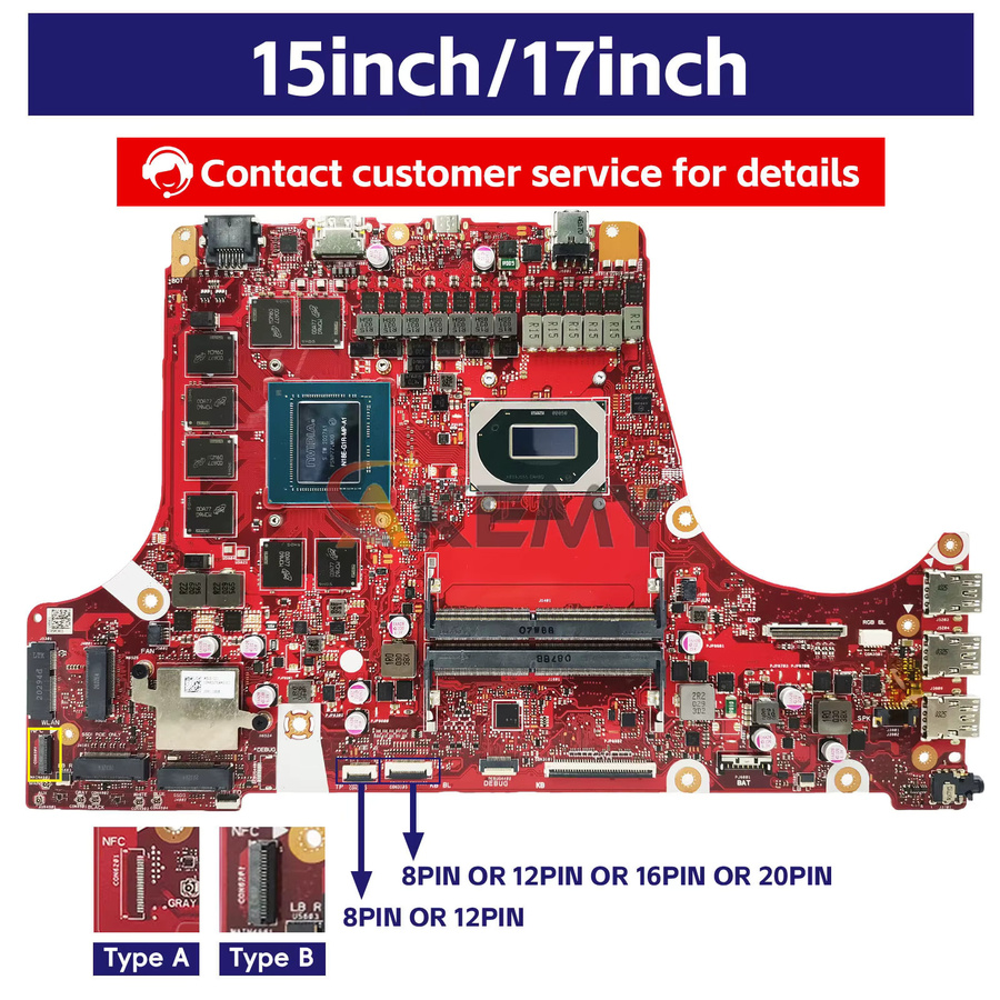 Asus Laptop-Motherboard für G532LW G512L G512LV G712L G712LV G732LV Modelle mit GTX1660TI RTX2060 oder RTX2070, Farbe: Rot - Bild 2