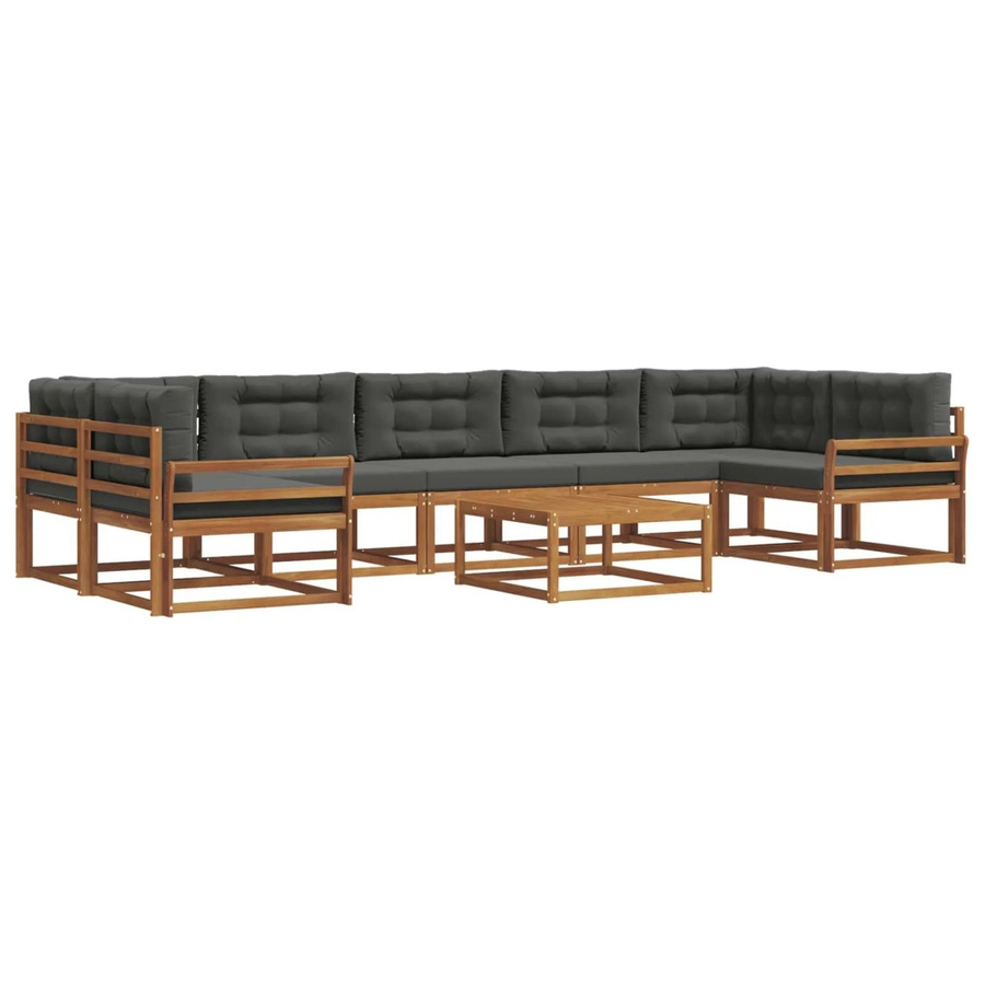 vidaXL Outdoor-Sofagarnitur L-Form aus Akazienholz mit 8 Kissen in Natur und Anthrazit - Bild 2