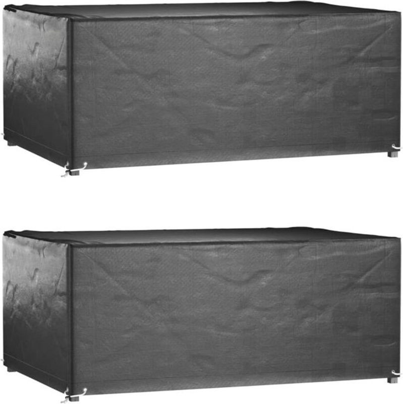vidaxl Gartenmöbel-Abdeckungen 2er-Set in Anthrazit mit 8 Ösen, Rechteckig, B/T/H: 180 x 122 x 75 cm - Bild 1