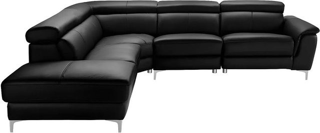 Vente-unique Relaxsofa Sitia in Schwarz mit Lederbezug und elektrischer Funktion, L-Form, linksseitig, Breite: 293 cm - Bild 1