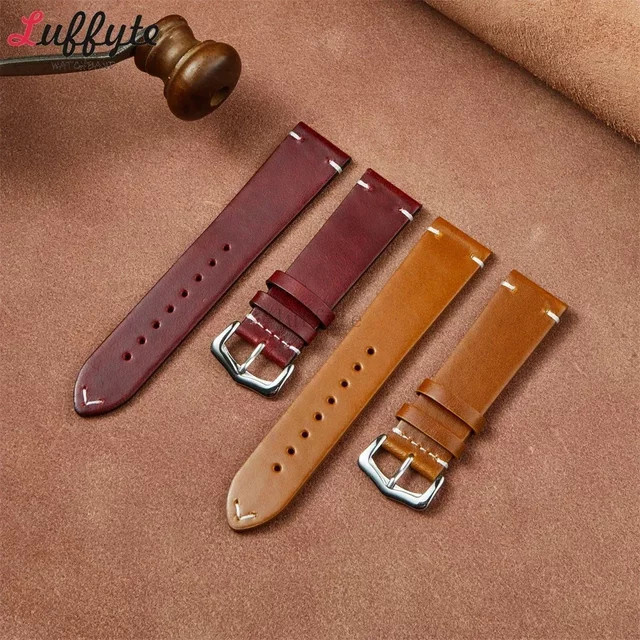 Luffyte Uhrenarmband Ölwachsleder, Kalbsleder, Unisex, Vintage - Bild 1