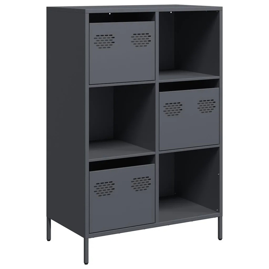 vidaXL Highboard aus kaltgewalztem Stahl in Anthrazit matt, B/T/H: 68 x 39 x 103,5 cm - Bild 2