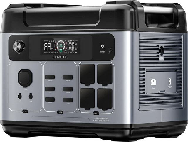 OUKITEL P2001 Plus Tragbare Powerstation mit 2400 W und 2048 Wh in Grau mit LiFePO4 Akku und USV Funktion - Bild 1