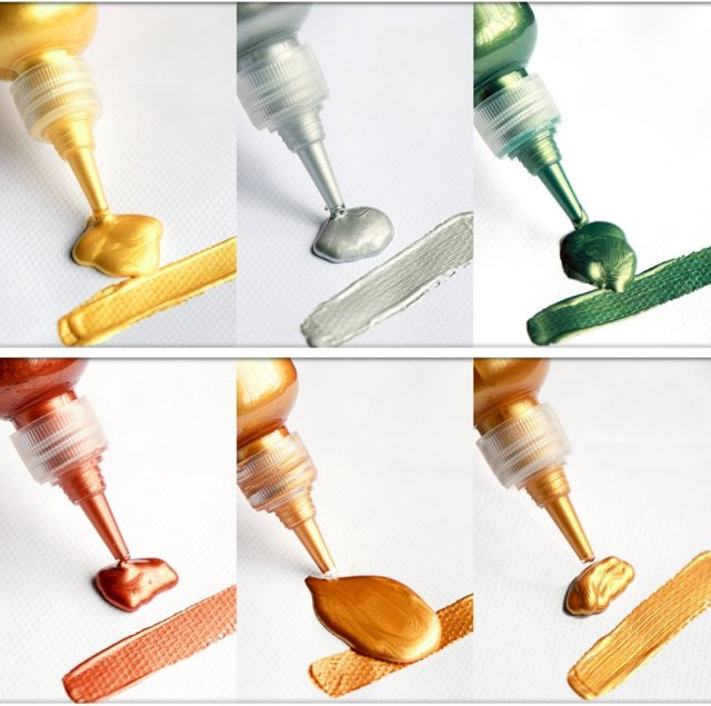 Goldenes Acryl-Metallic-Pigment wasserfeste Farbe für Graffiti und Kunstwerke in Gelb mit Perlglanz-Effekt - Bild 1