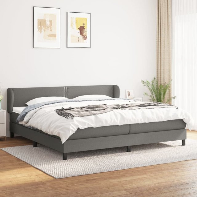 vidaXL Boxspringbett mit Matratze Hybrid-System aus Massivholz in Dunkelgrau B/T/H: 200 x 200 x 78 cm - Bild 3