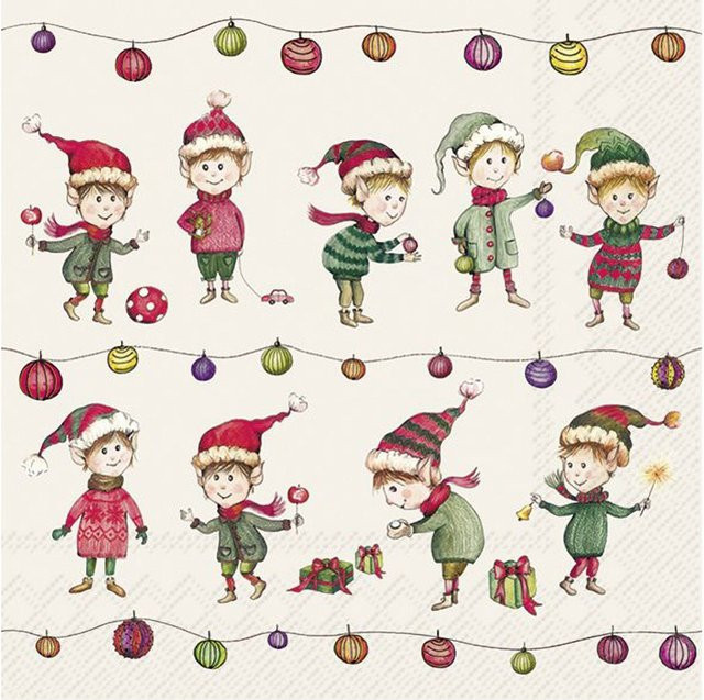 Serviette Gnome Fun aus Papier für die Weihnachtszeit, B/B/B: 33,0 x 33,0 x 33,0 cm - Bild 1