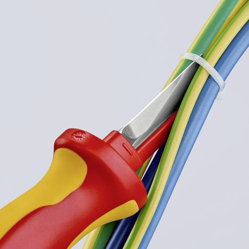 Knipex Kabelmesser mit isolierendem Mehrkomponenten-Griff in Rot, VDE-geprüft, Länge: 190 mm - Bild 1
