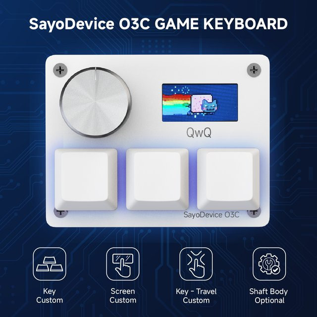 Sayodevice O3C Gaming Tastatur mit Hall-Effekt Magnetischen Schaltern und RGB-Beleuchtung für Rhythmusspiele in Silber oder Weiß - Bild 1