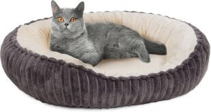 Wallace & Jones Katzenbett Cameron in Anthrazit, Beige und Grau mit Cord- und Samtbezug und rutschfester Unterseite, B/T/H: 55 x 45 x 17 cm - Bild 1